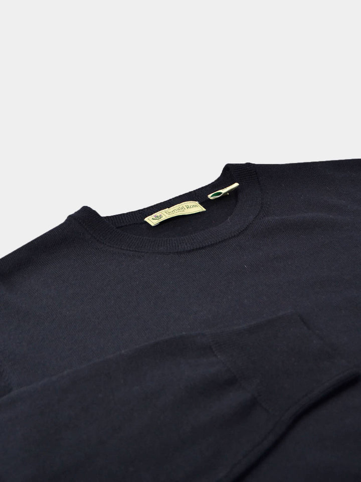 Donald Ross Mens Classic Fit Italian Merino Wool Crewneck Pullover - BLACK