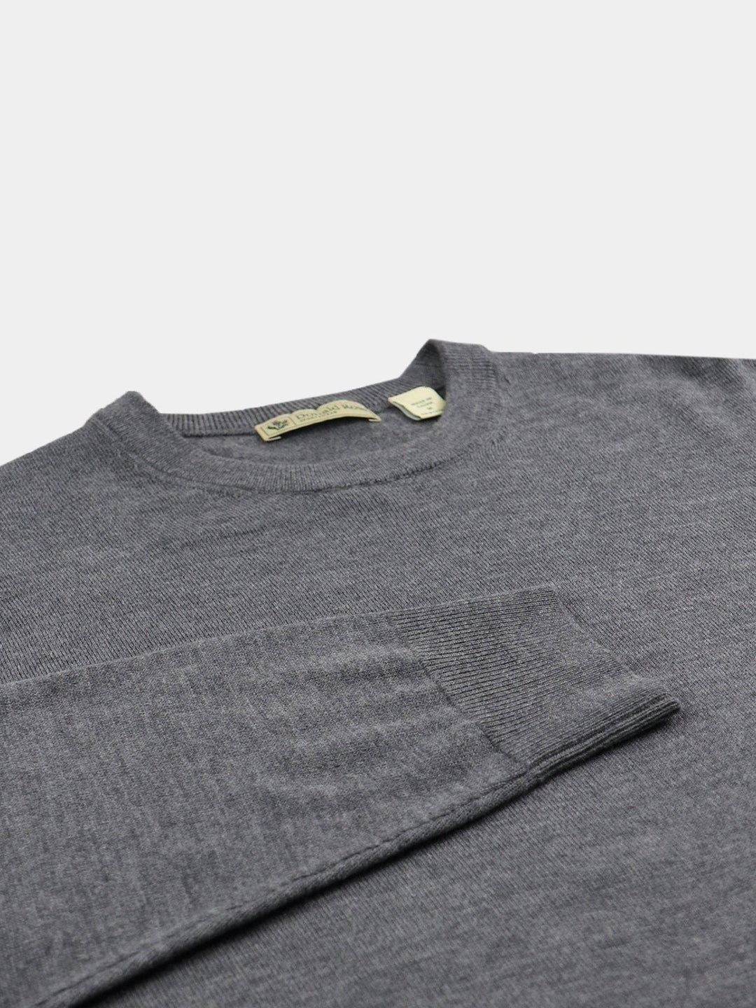 Donald Ross Mens Classic Fit Italian Merino Wool Crewneck Pullover - HEATHER GREY