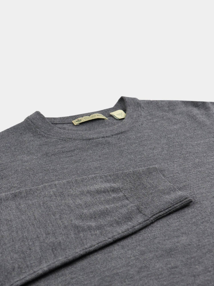 Donald Ross Mens Classic Fit Italian Merino Wool Crewneck Pullover - HEATHER GREY
