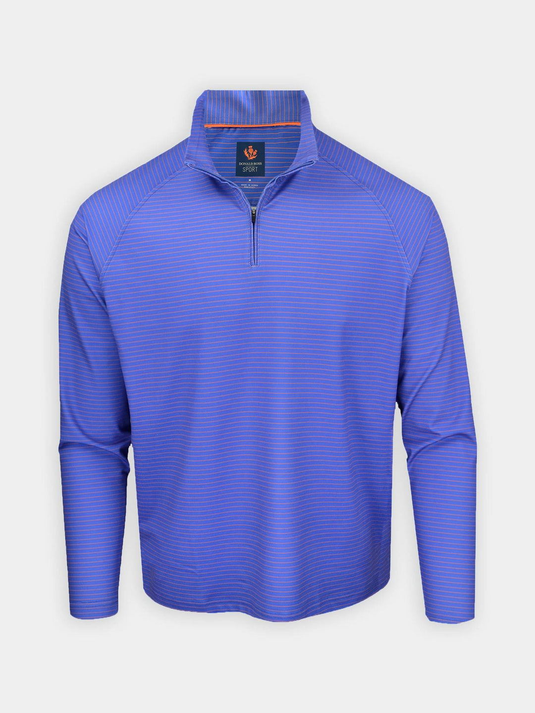 Donald Ross Mens Sport Fit Liam Long Sleeve Pencil Stripe 1/4 Zip Pullover - ATLANTIC BLUE CORAL