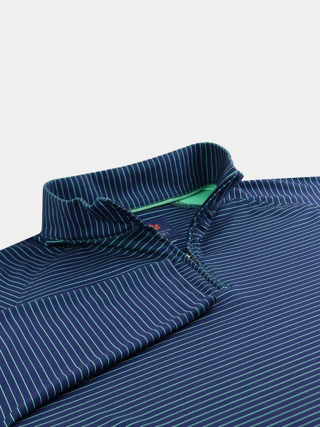 Donald Ross Mens Liam Long Sleeve Pencil Stripe 1/4 Zip Pullover - NAVY / IRISH GREEN