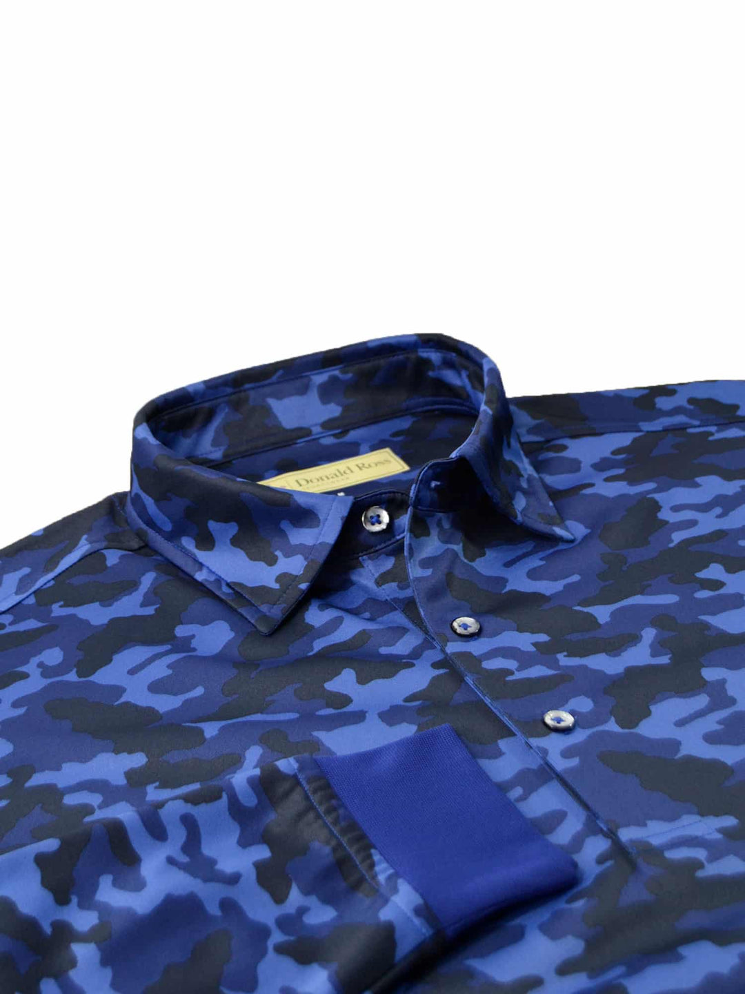 Donald Ross Classic Fit Mens Long Sleeve Tonal Camo Print Polo - NAVY