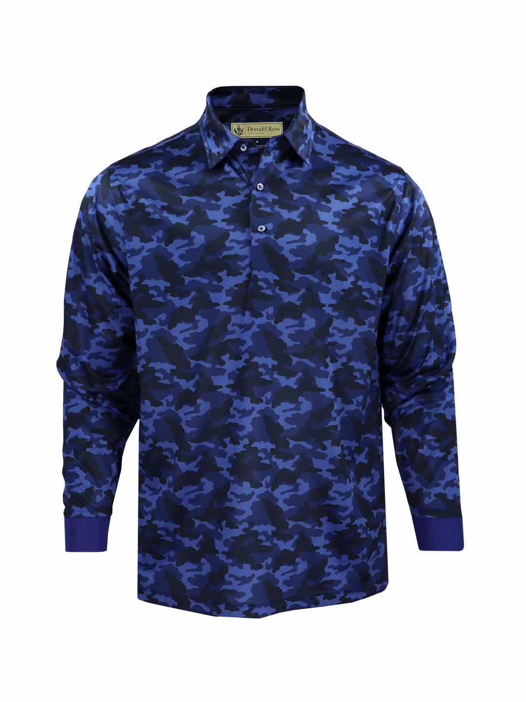 Donald Ross Classic Fit Mens Long Sleeve Tonal Camo Print Polo - NAVY