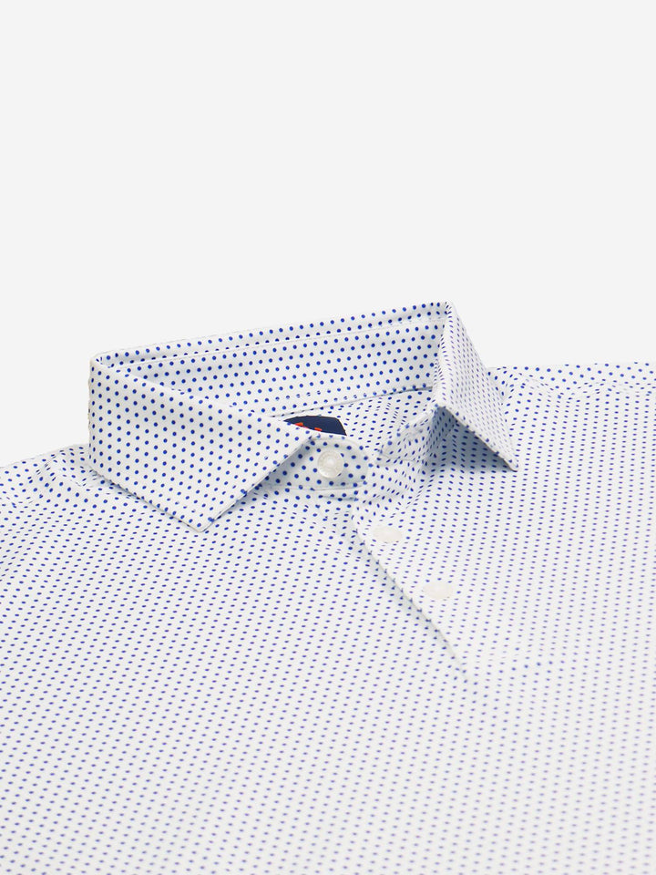 Donald Ross Men's Sport Fit Austin Polka Dot Polo - WHITE / COBALT