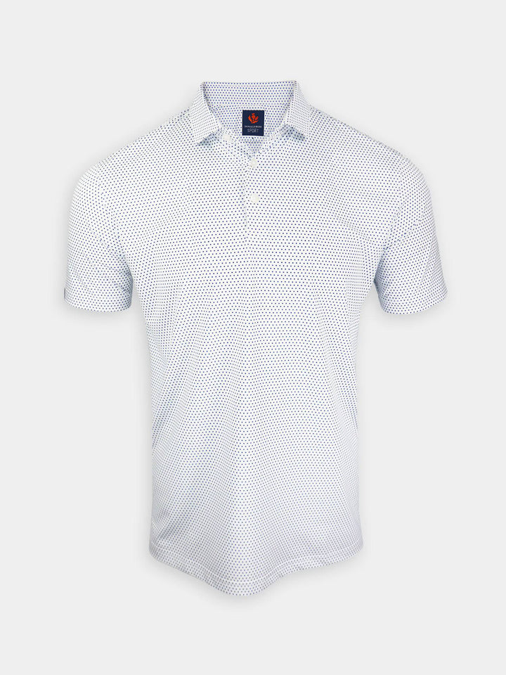 Donald Ross Men's Sport Fit Austin Polka Dot Polo - WHITE / COBALT
