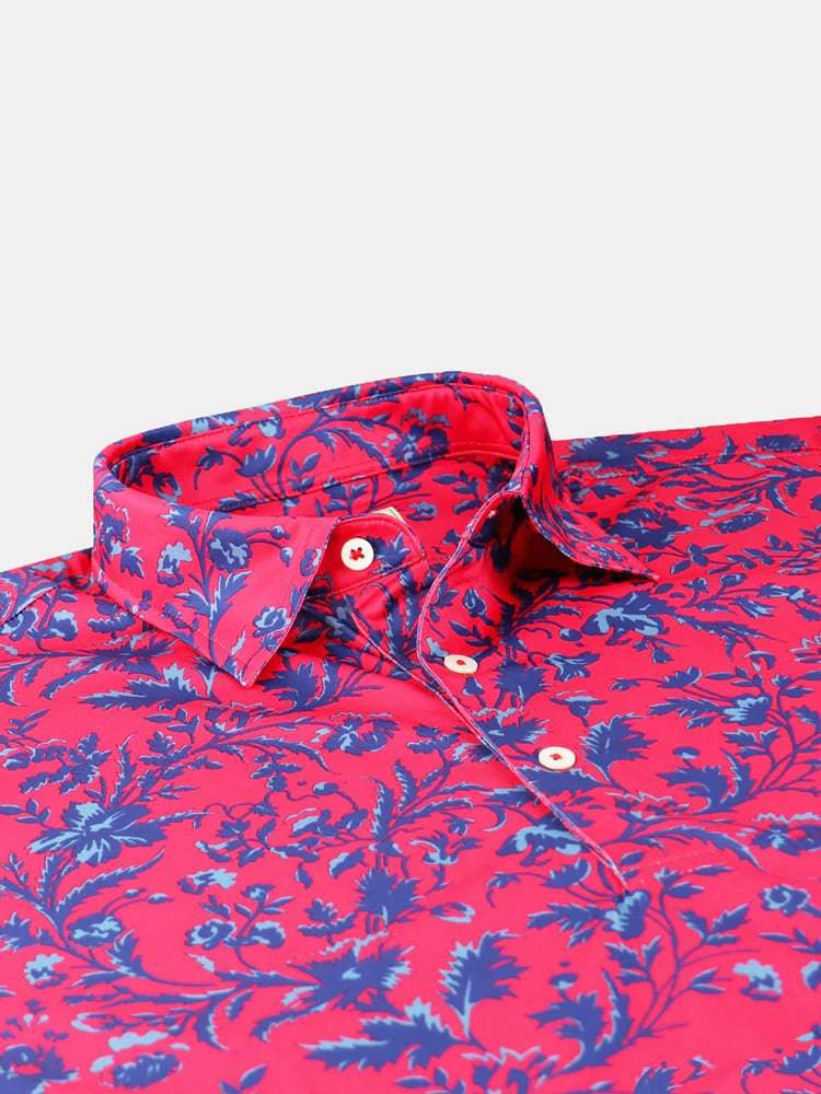 Donald Ross Mens Classic Fit Bold Floral Print - CANDY APPLE RED