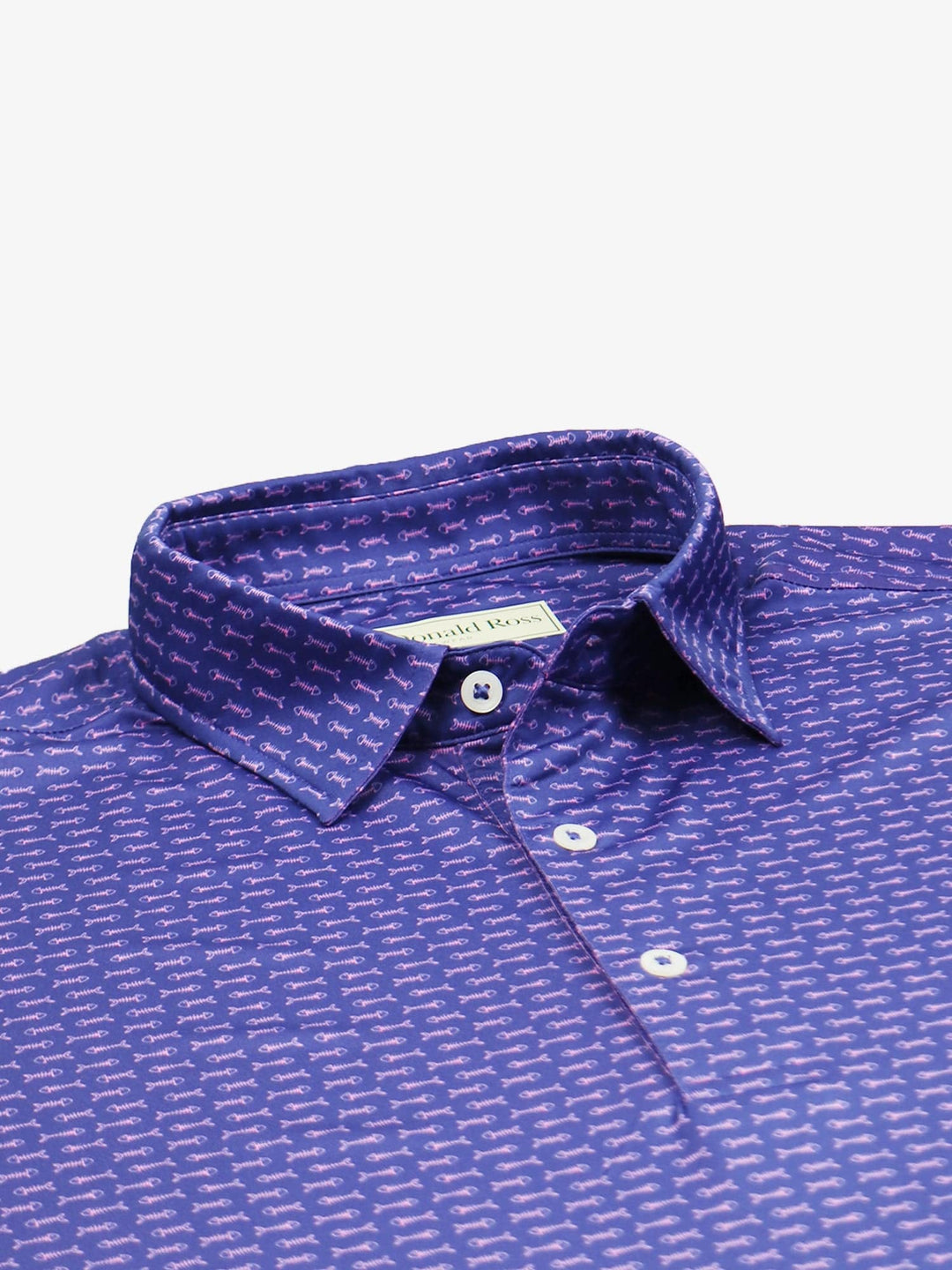 Donald Ross Men's Bonefish Print Jersey Polo - NAVY / AZALEA