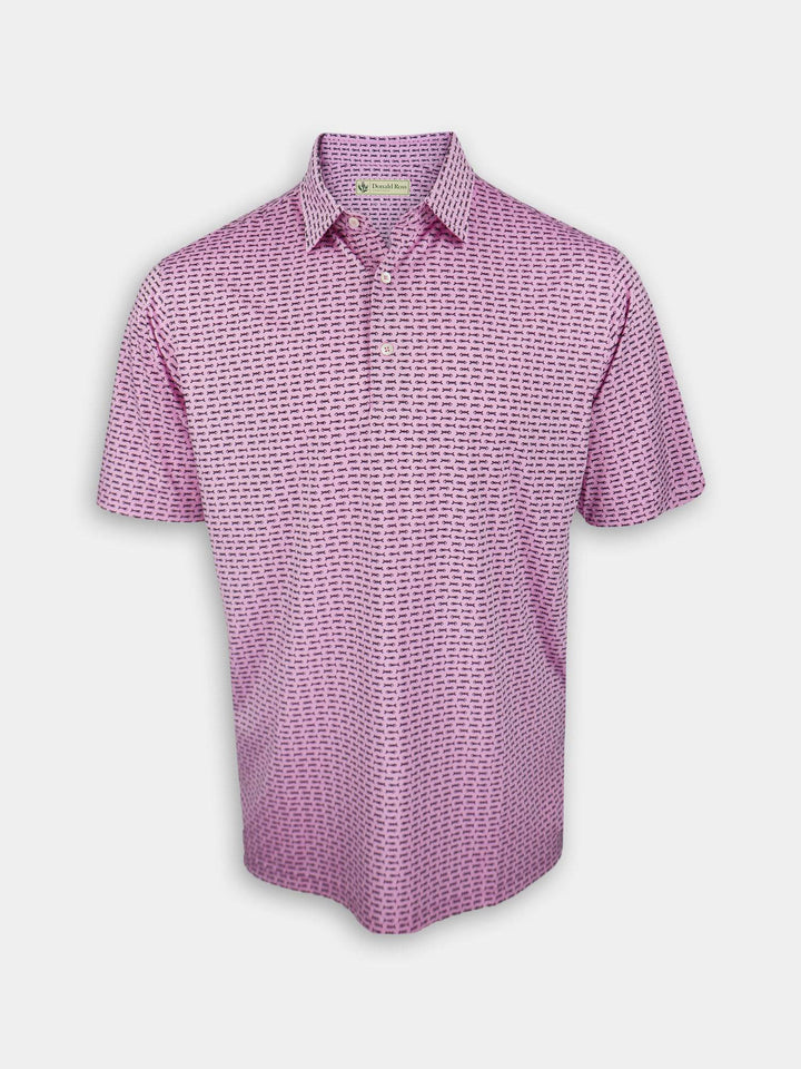 Donald Ross Men's Bonefish Print Jersey Polo - ORCHID / BLACK