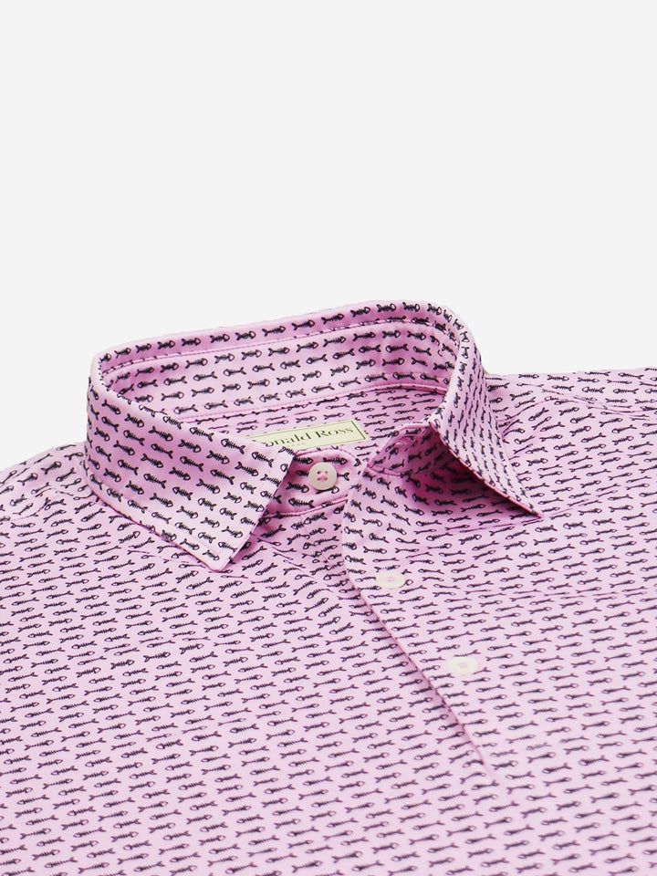 Donald Ross Men's Bonefish Print Jersey Polo - ORCHID / BLACK