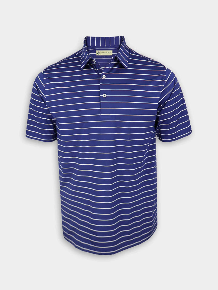 Donald Ross Mens Classic Fit Chalk Stripe Jersey Polo - NAVY / CREAM