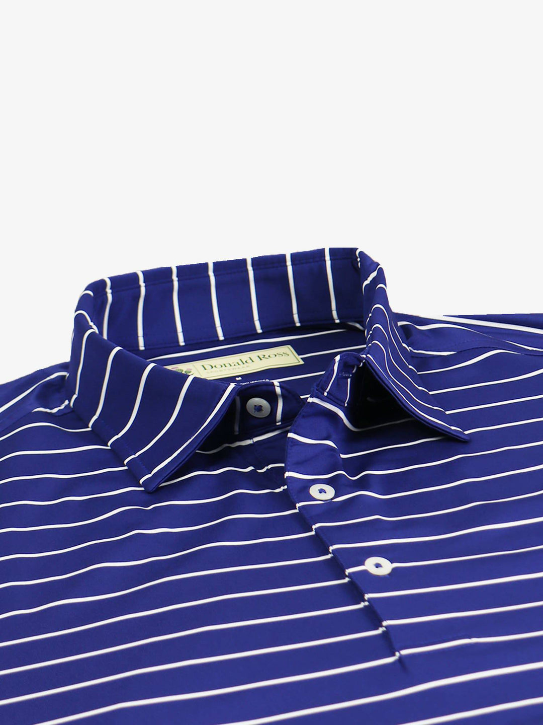 Donald Ross Mens Classic Fit Chalk Stripe Jersey Polo - NAVY / CREAM