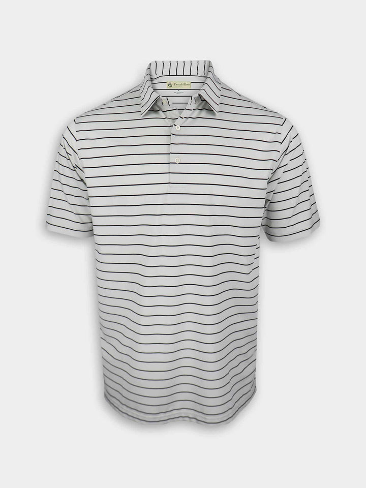 Donald Ross Mens Chalk Stripe Jersey Polo - OYSTER / BLACK