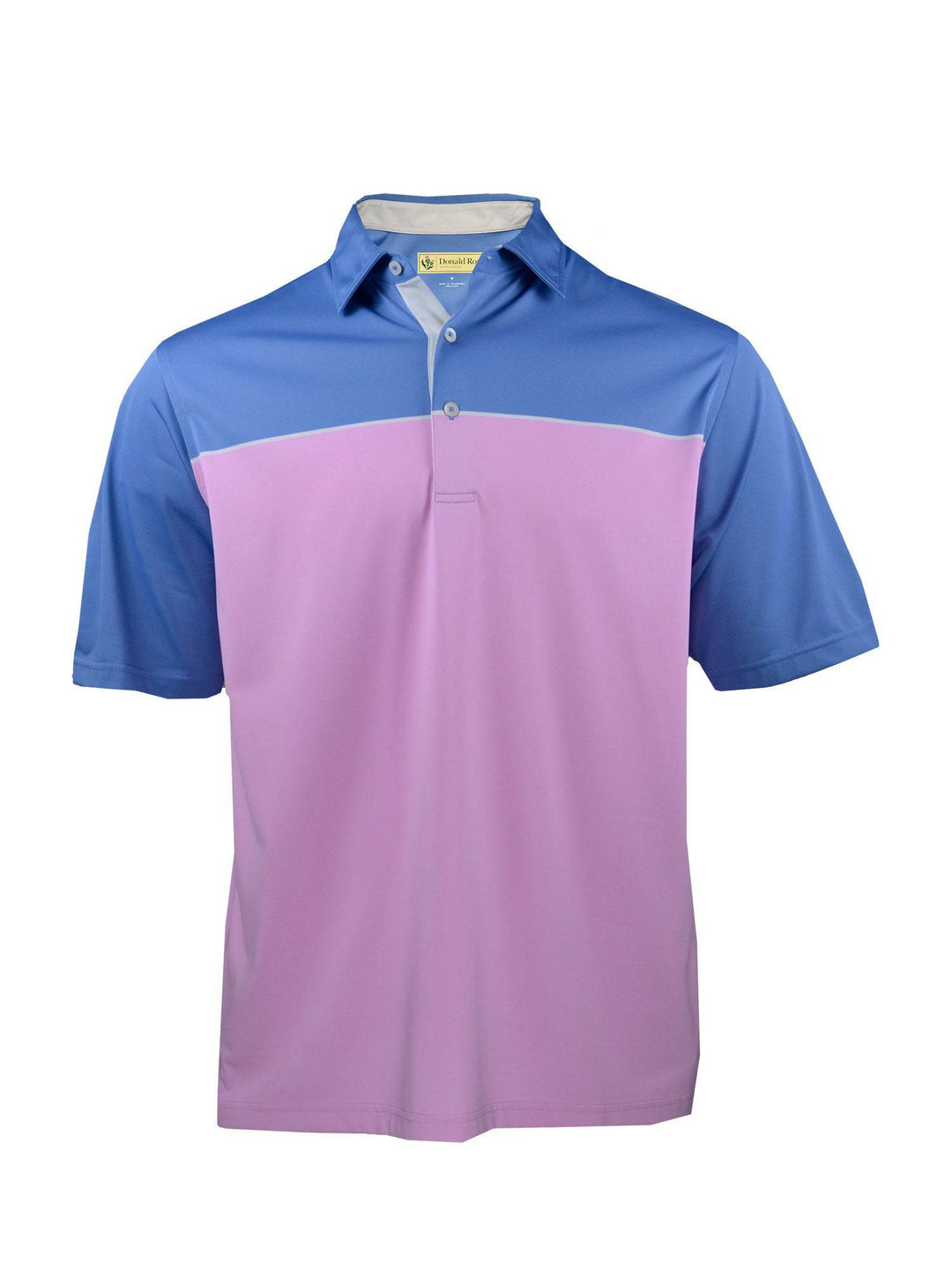 Donald Ross Mens Classic Fit Jersey Color Block Polo - DOLPHIN/HIBISCUS/OYSTER
