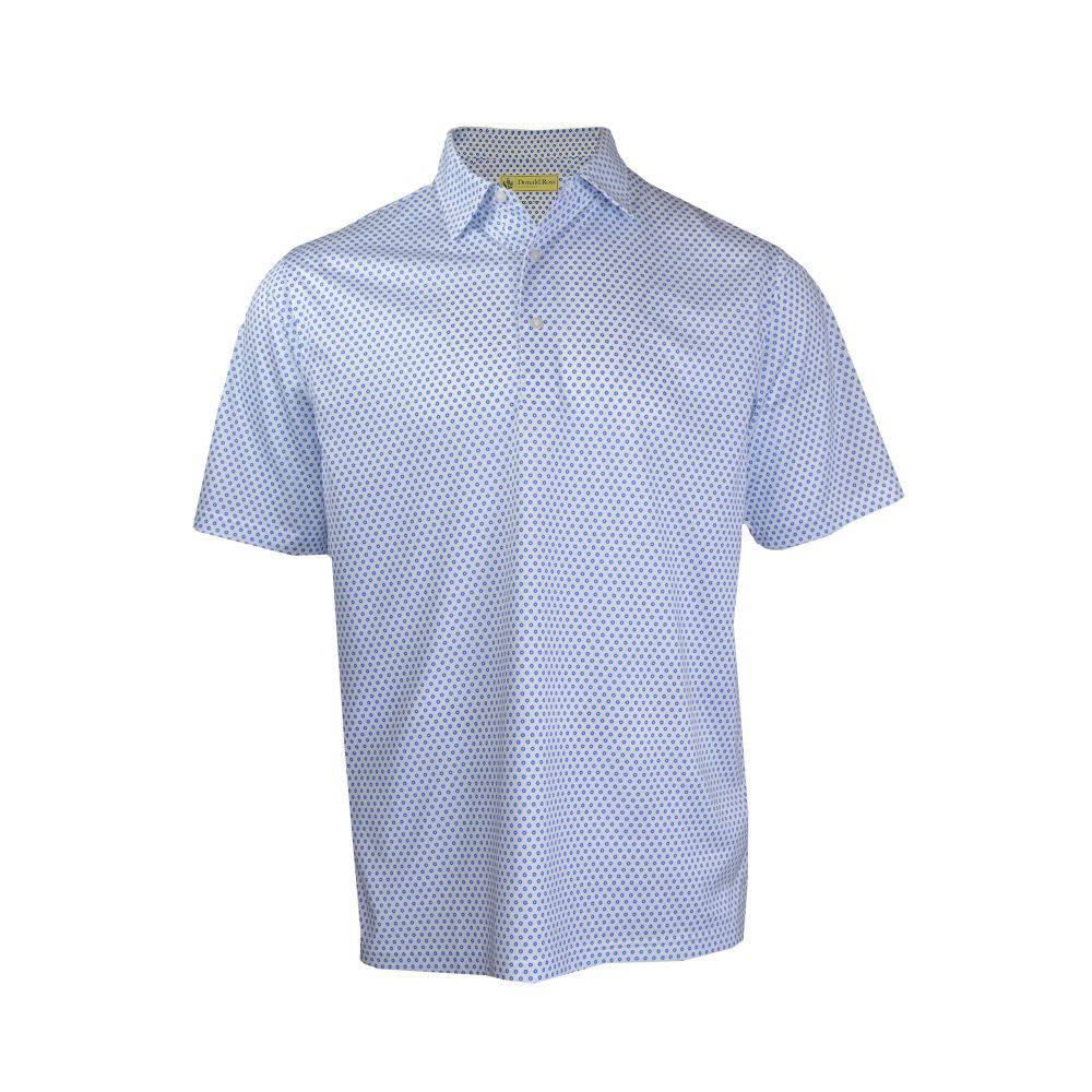 Donald Ross Men's Classic Fit Sun Print Polo - WHITE / ROYAL