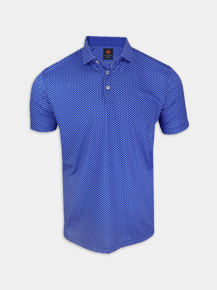 Donald Ross Men's Sport Fit Leo Animal Print Polo - COBALT / WHITE