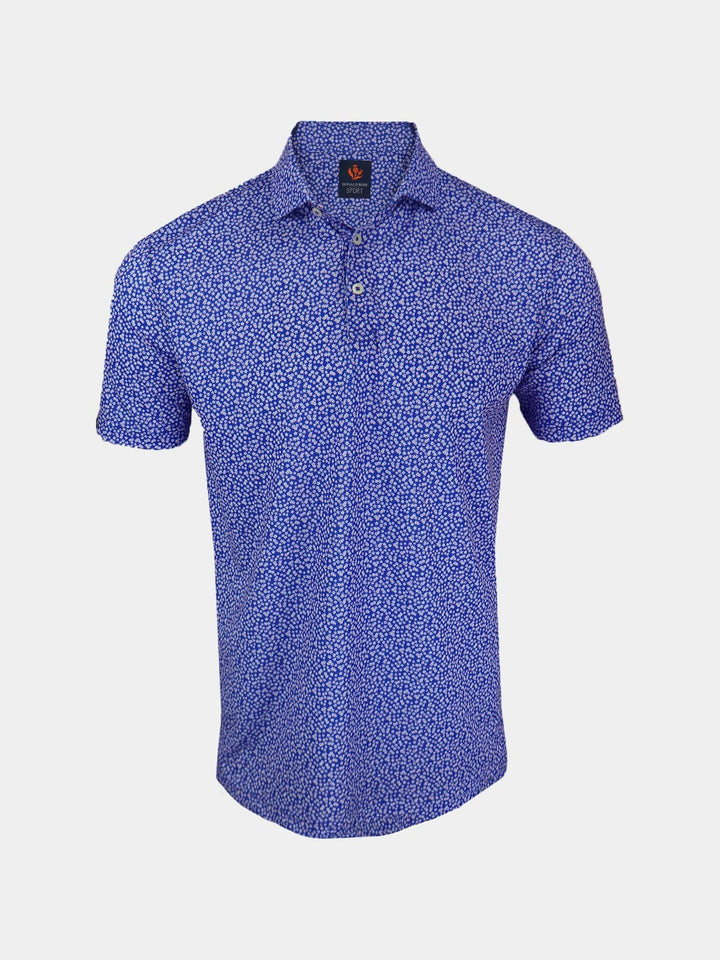 Donald Ross Men's Sport Fit Leo Animal Print Polo - NAVY / WHITE