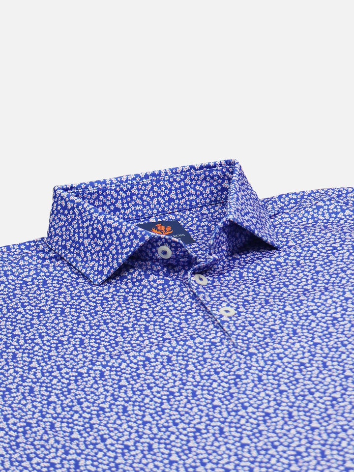 Donald Ross Men's Sport Fit Leo Animal Print Polo - NAVY / WHITE