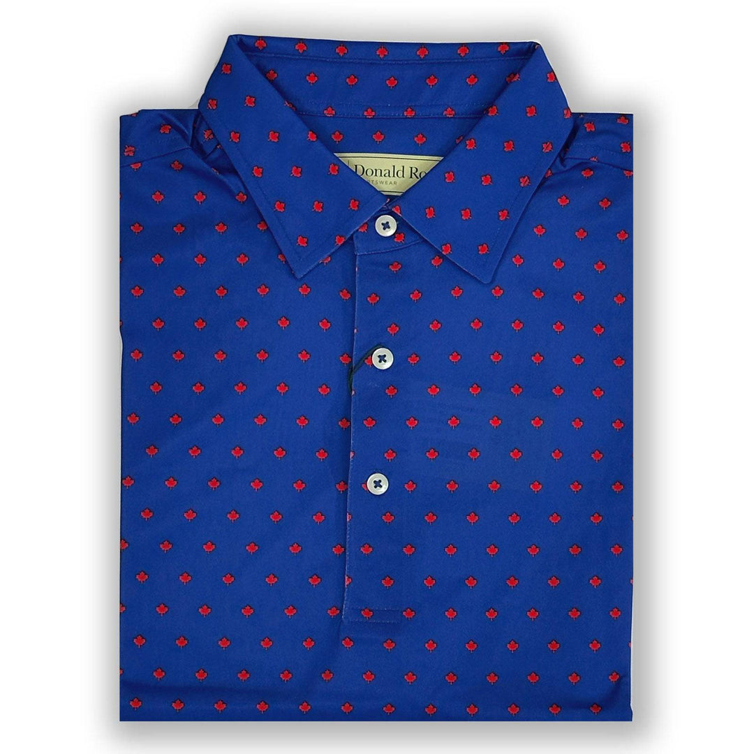 Donald Ross Mens Classic Fit Maple Leaf Print Polo Shirt- NAVY/MOROCCO