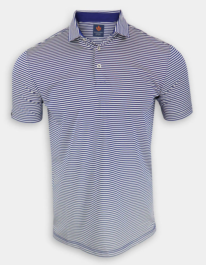 Donald Ross Mens Owen Feeder Stripe Jersey Sport Fit Polo - ROYAL/CREAM