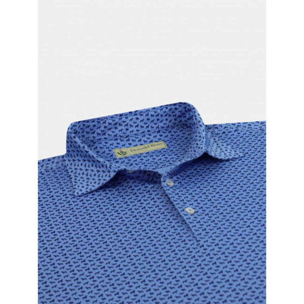 Donald Ross Mens Short Sleeve Jersey Polo - BLUE JAY / NAVY