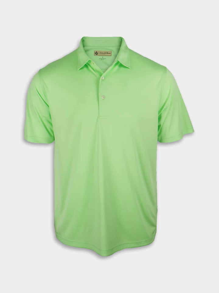 Donald Ross Mens Solid Jersey Self Collar Polo - LIME