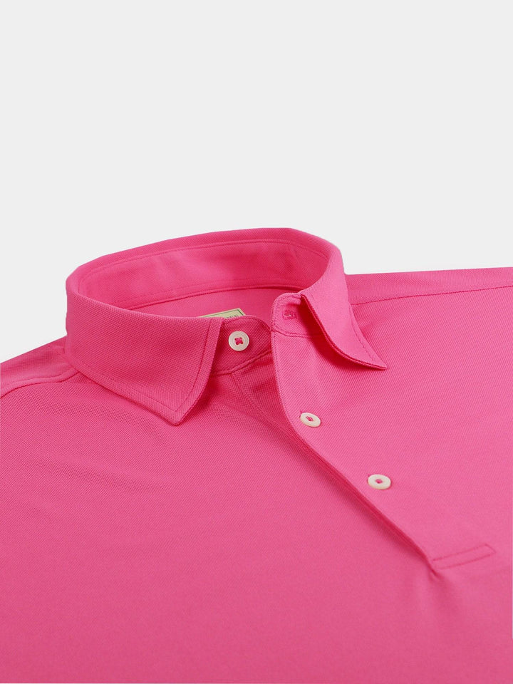 Donald Ross Mens Classic Fit Solid Pique Self Collar Performance Polo - PINK BERRY