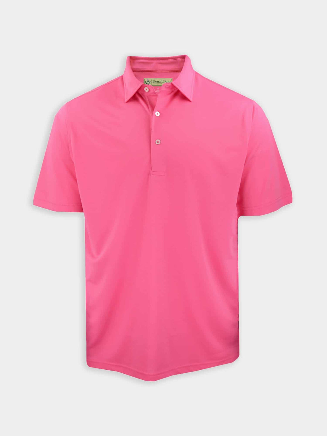 Donald Ross Mens Solid Pique Self Collar Performance Polo - PINK BERRY