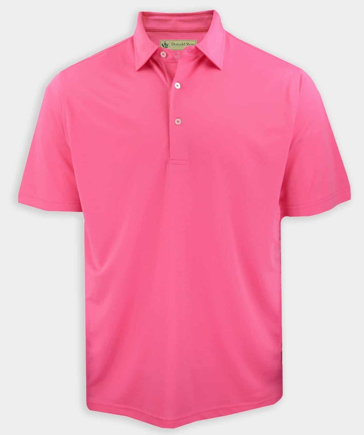 Donald Ross Mens Classic Fit Solid Pique Self Collar Performance Polo - PINK BERRY