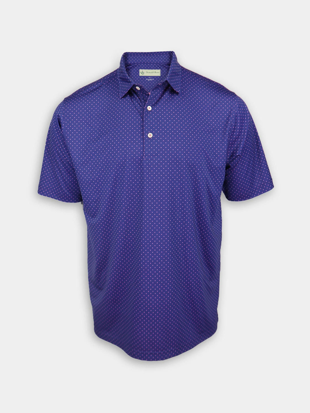 Donald Ross Men's Star Print Jersey Polo - NAVY / AZALEA