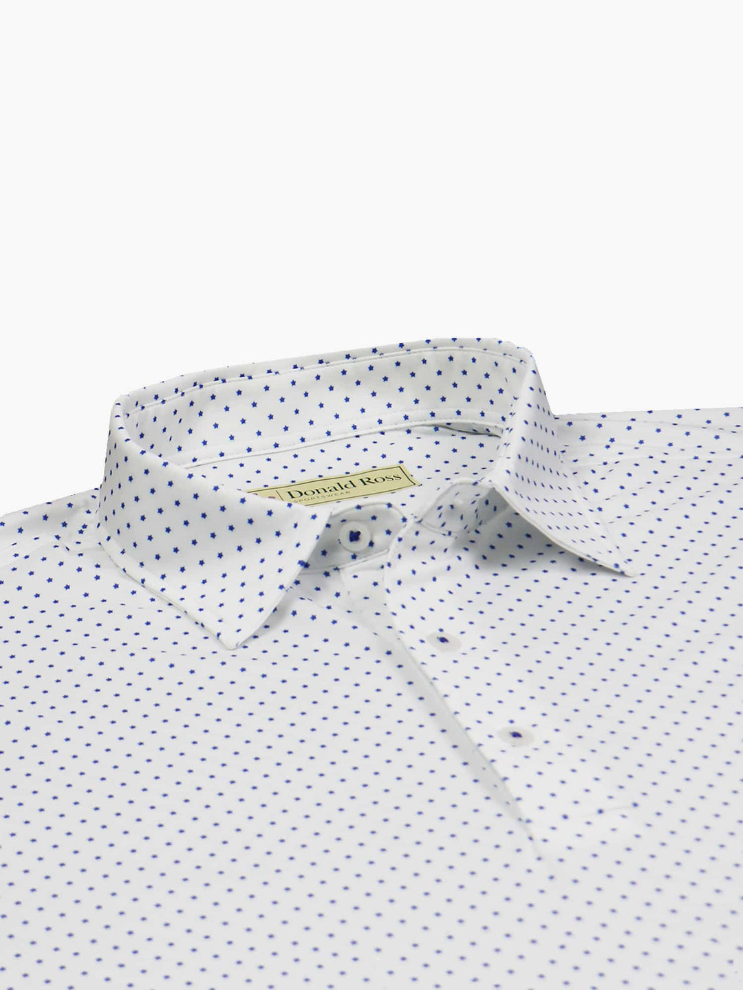 Donald Ross Men's Classic Fit Star Print Jersey Polo - WHITE / ROYAL
