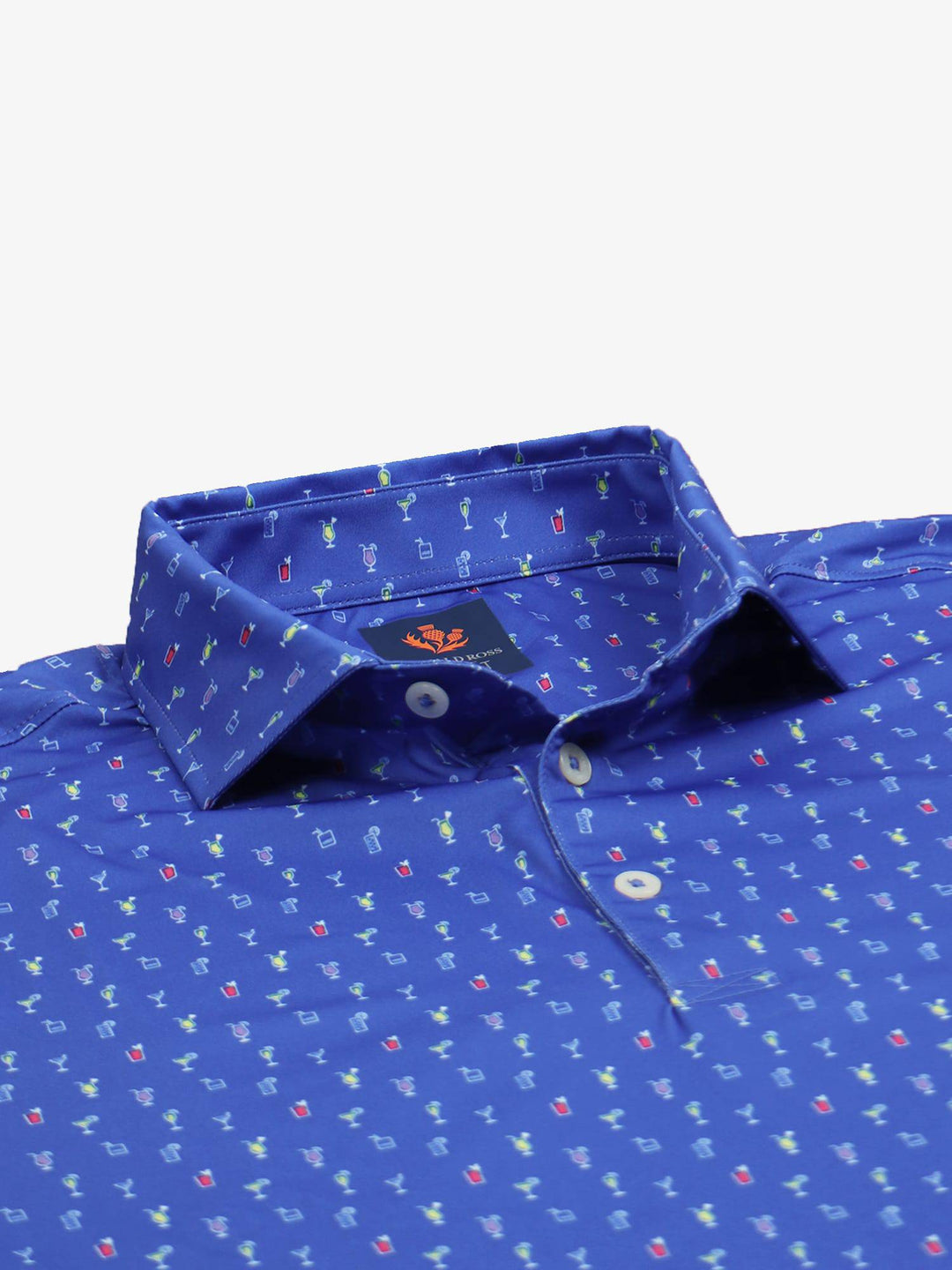 Donald Ross Men's Sport Fit Tito Cocktail Print Polo - COBALT / MULTI
