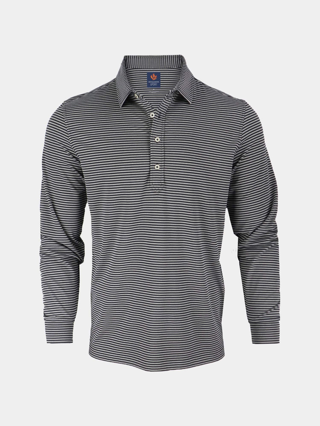 Donald Ross Sport Fit Mens Jackson Long Sleeve Sport Fit Polo - BLACK/GREY