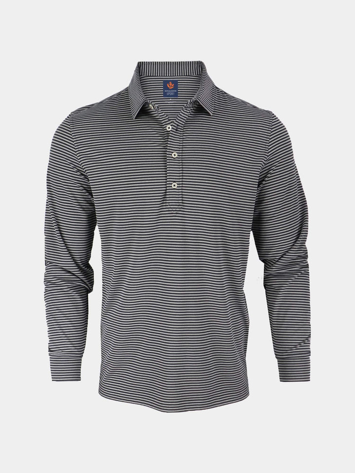 Donald Ross Sport Fit Mens Jackson Long Sleeve Sport Fit Polo - BLACK/GREY