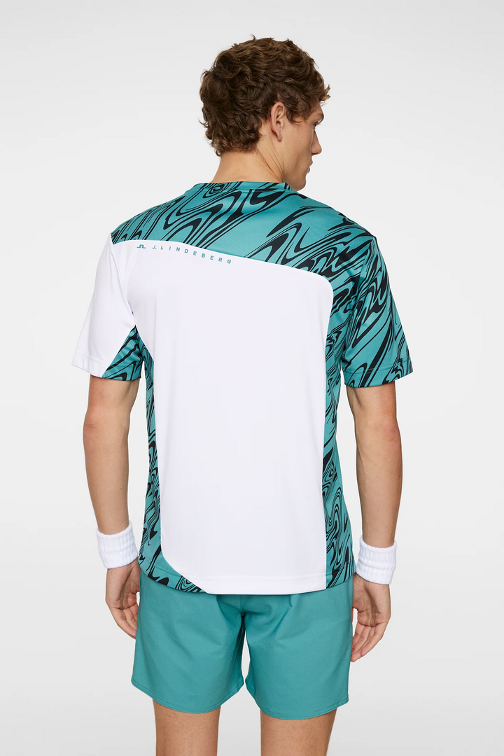 J.Lindeberg Mens Niccolo T-Shirt - LIQUIFY TEAL BLACK
