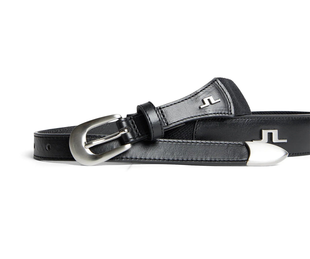 J.Lindeberg Men's Boone Leather Stretch Belt - Black