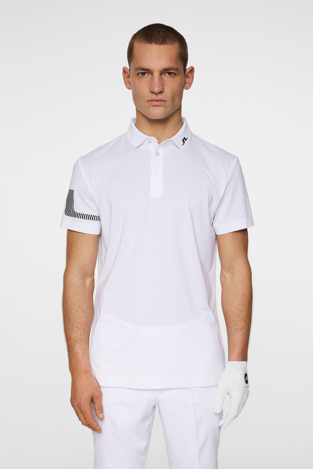 J.Lindeberg Men's HEATH STRIKE Golf Polo - WHITE