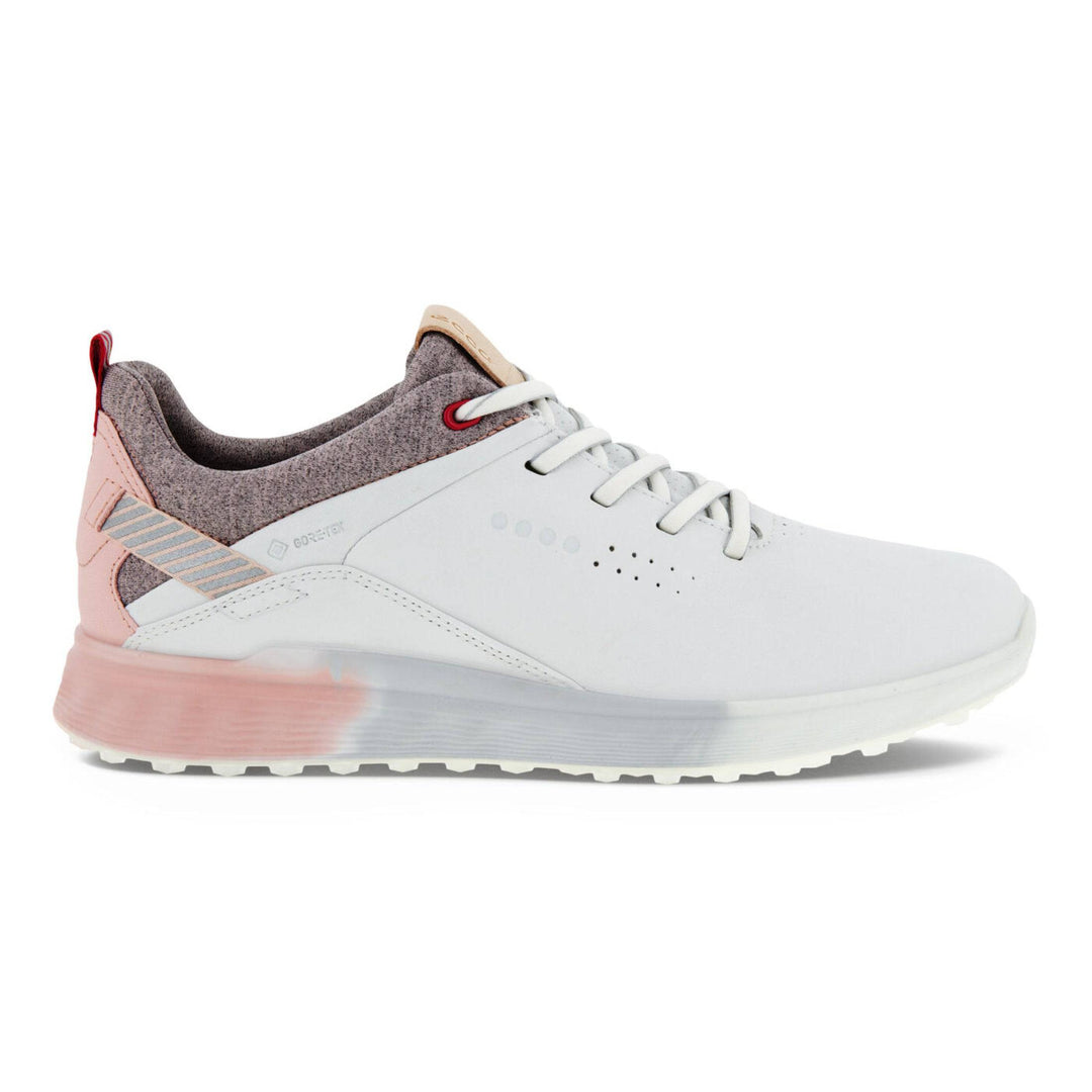 Ecco Womens S-Three Golf Shoess - WHITE/SILVER PINK