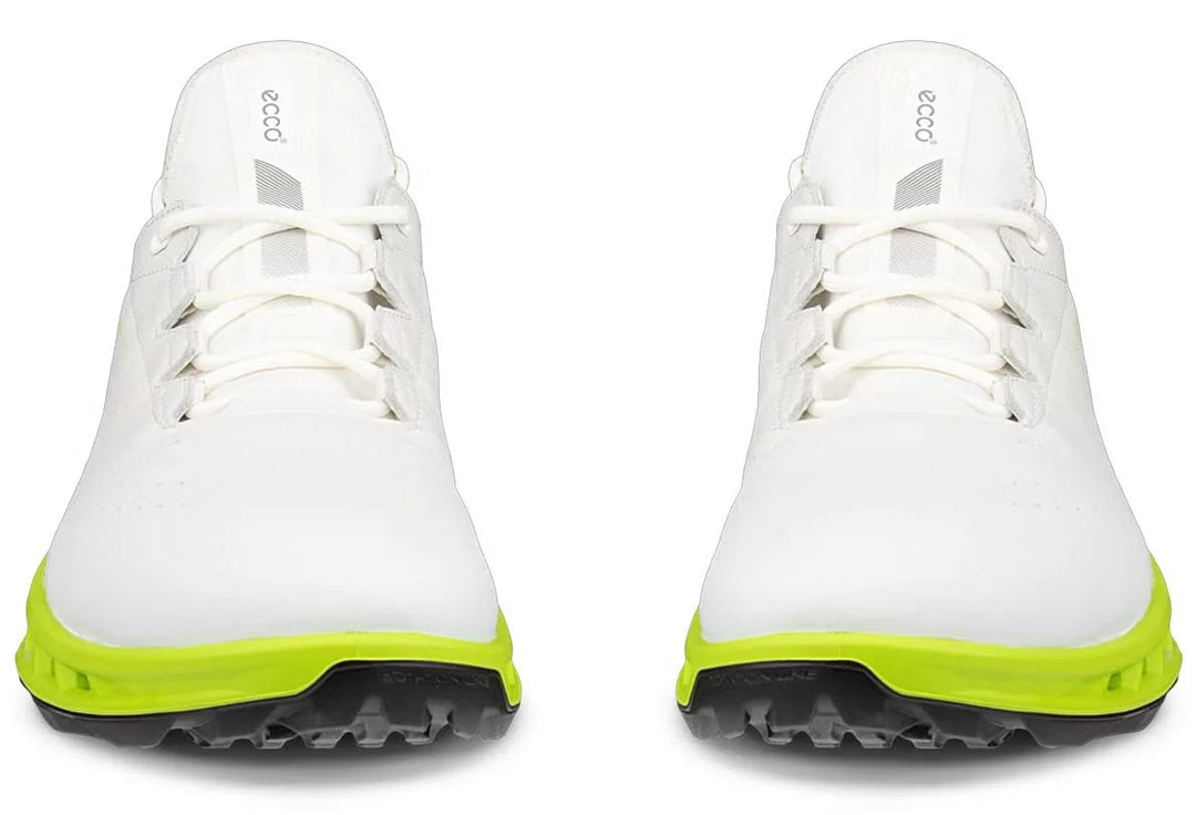 ECCO Men's Biom C4 Leather GORE-TEX Golf Shoes - WHITE / LIME PUNCH