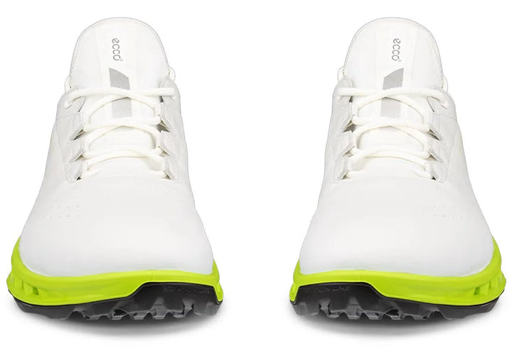 ECCO Men's Biom C4 Leather GORE-TEX Golf Shoes - WHITE / LIME PUNCH