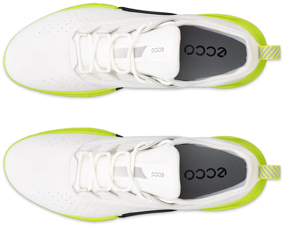 ECCO Men's Biom C4 Leather GORE-TEX Golf Shoes - WHITE / LIME PUNCH