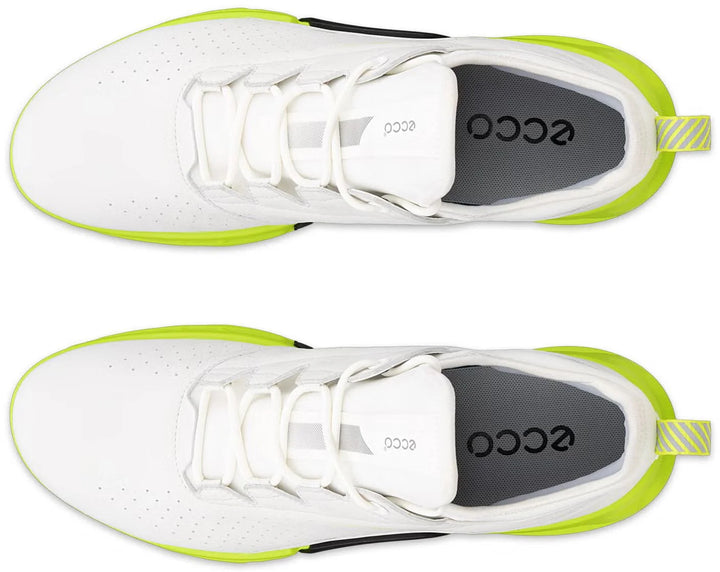 ECCO Men's Biom C4 Leather GORE-TEX Golf Shoes - WHITE / LIME PUNCH