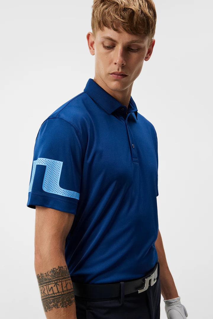 J.Lindeberg Mens Heath Regular Fit Polo - ESTATE BLUE