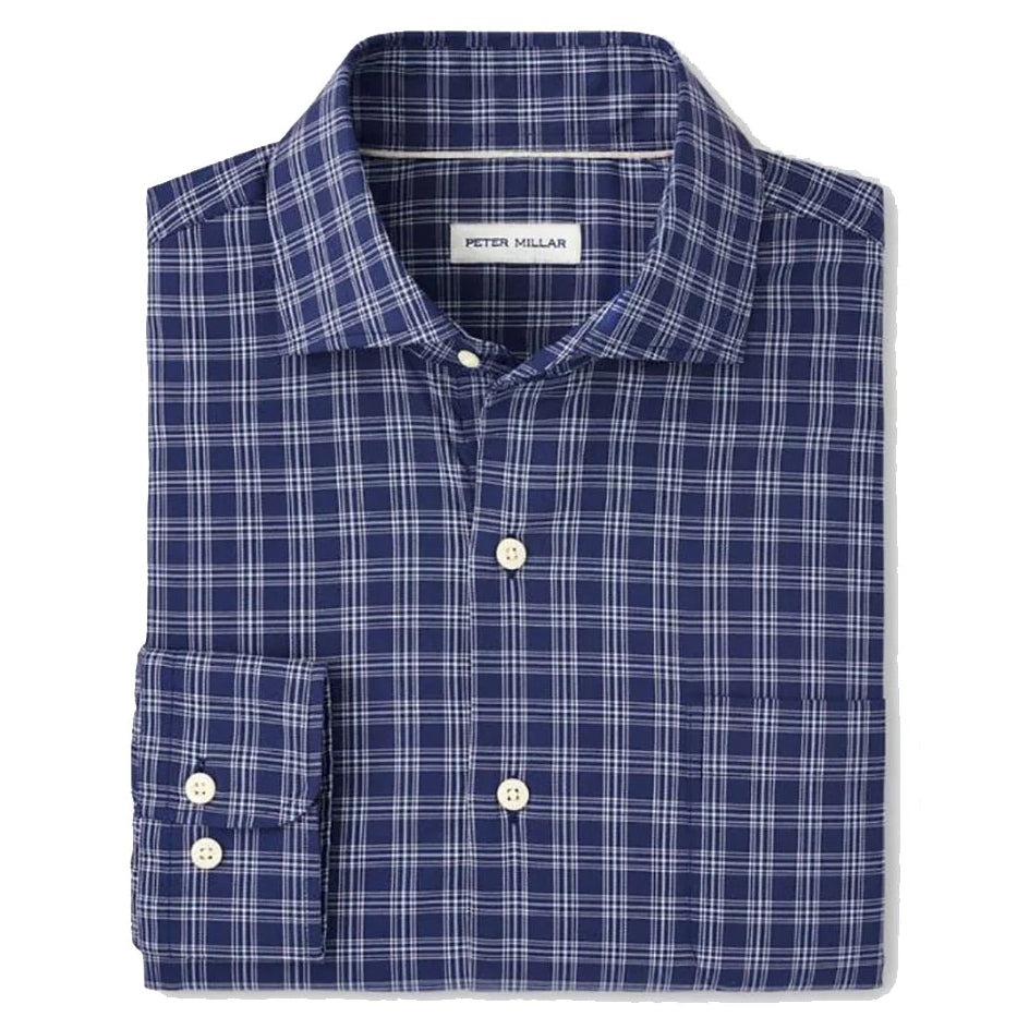 Peter Millar Men's Classic Fit Elton Crown Lite Cotton Stretch Sport Shirt - NAVY