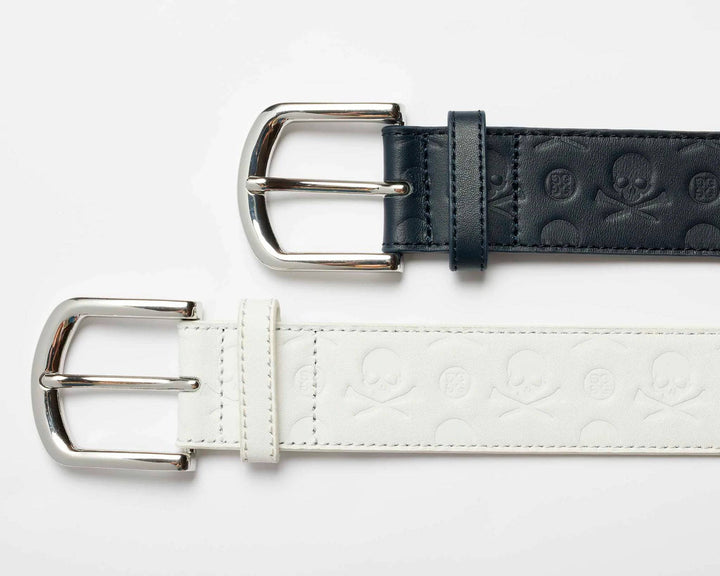 G/FFORE MEN'S SKULL & TEE DEBOSSED LOGO BELT - SNOW