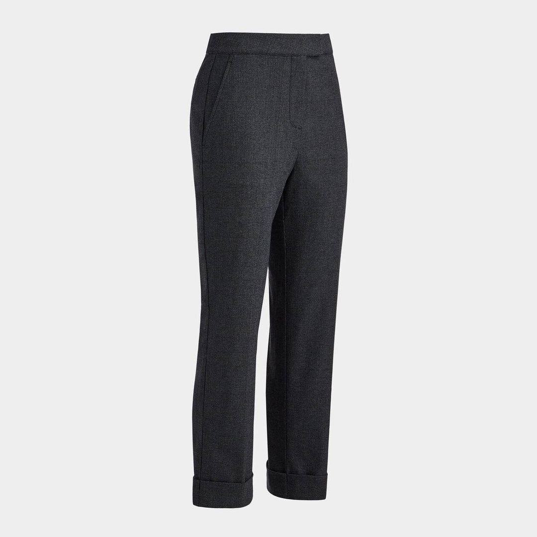G/FORE WOMEN'S CUFFED GLEN PLAID STRETCH PLAID TROUSERS - CHARCOAL HEATHER GREY