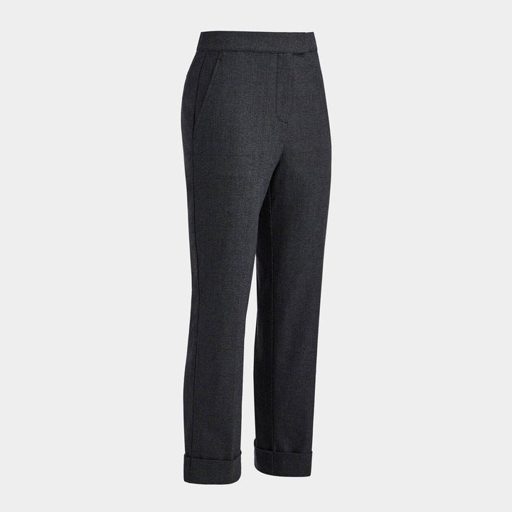 G/FORE WOMEN'S CUFFED GLEN PLAID STRETCH PLAID TROUSERS - CHARCOAL HEATHER GREY