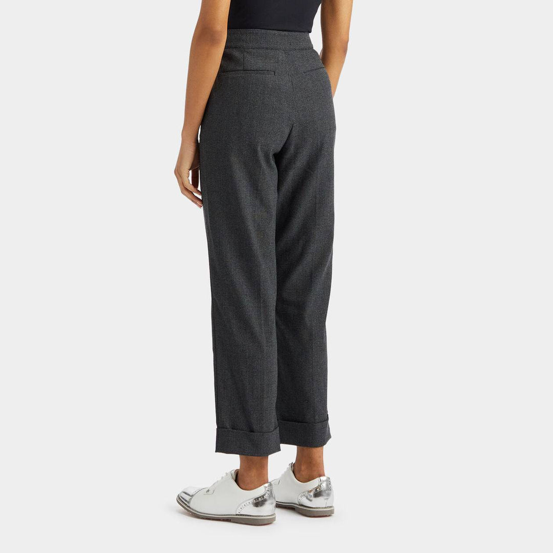 G/FORE WOMEN'S CUFFED GLEN PLAID STRETCH PLAID TROUSERS - CHARCOAL HEATHER GREY