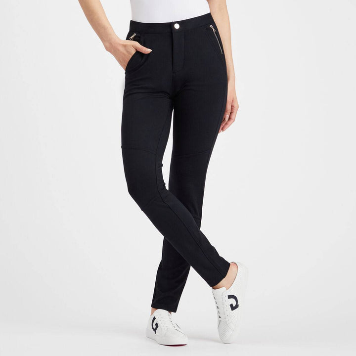 G/FORE WOMEN'S SLIM LEG PONTE MOTTO PANTS - ONYX