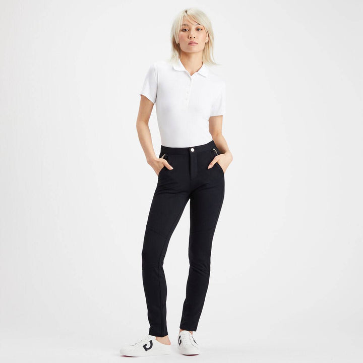 G/FORE WOMEN'S SLIM LEG PONTE MOTTO PANTS - ONYX