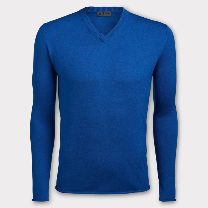 G/FORE MEN'S LOGO V-NECK MERINO WOOL SWEATER - ULTRAMARINE